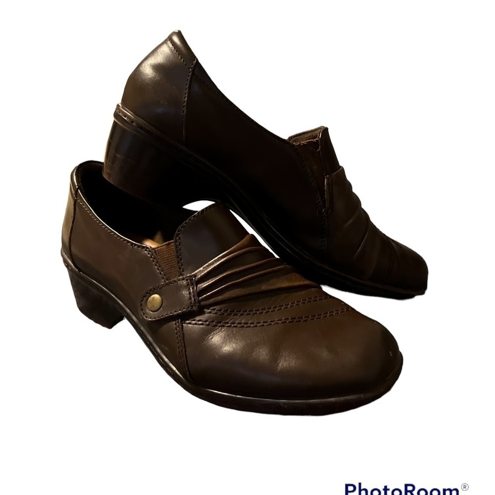 Drexlite‎ Leather Comfort Loafers Brown Buckle Size 7.5 Vintage Preppy Academia
